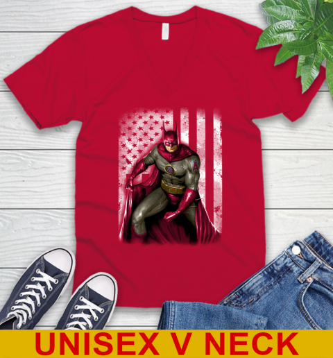 Los Angeles Angels MLB Baseball Batman DC American Flag Shirt V-Neck T-Shirt - Image 7