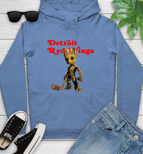 Detroit Red Wings NHL Hockey Groot Marvel Guardians Of The Galaxy Youth Hoodie 12