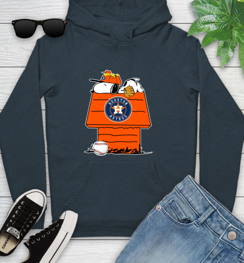 MLB Houston Astros Snoopy Woodstock The Peanuts Movie Baseball T Shirt Youth Hoodie 8