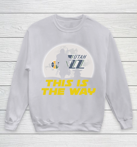 Utah Jazz NBA Basketball Star Wars Yoda And Mandalorian This Is The Way Youth Sweatshirt 3