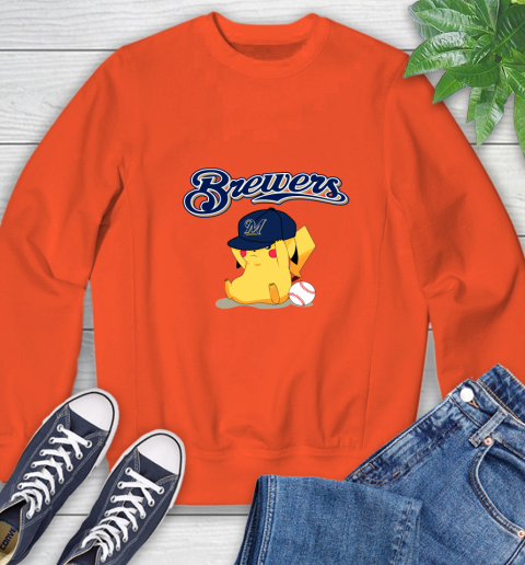 MLB Pikachu Baseball Sports Milwaukee Brewers Sweatshirt 4