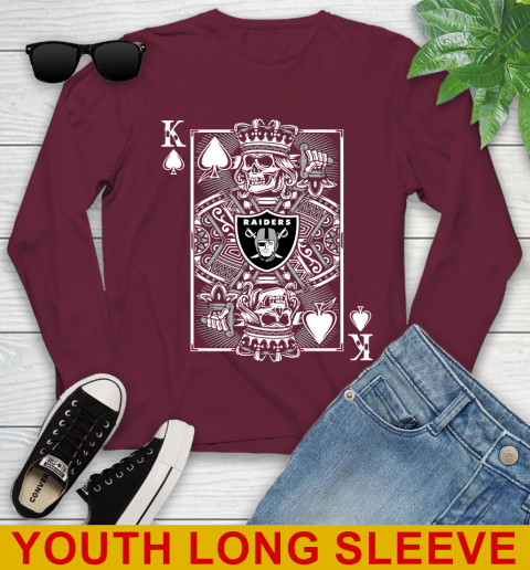 Oakland Raiders NFL Football The King Of Spades Death Cards Shirt Youth Long Sleeve 6