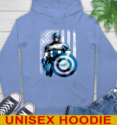 Los Angeles Dodgers MLB Baseball Captain America Marvel Avengers American Flag Shirt Hoodie 11