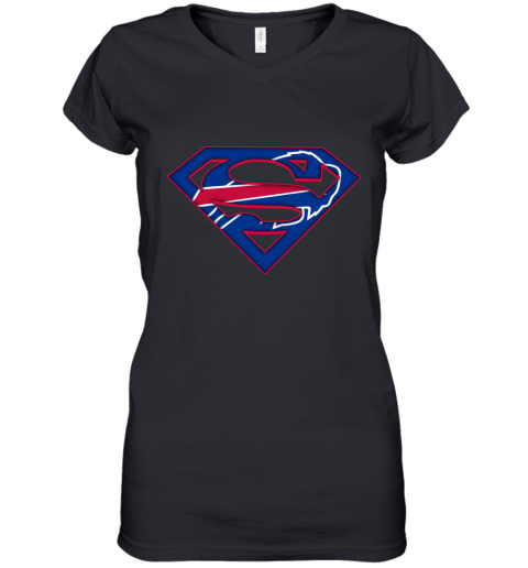 We Are Undefeatable The Buffalo Bills x Superman NFL Women's V-Neck T-Shirt