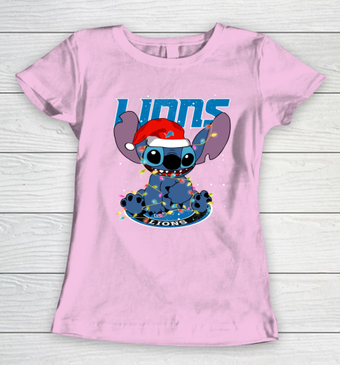 Detroit Lions NFL Football noel stitch Christmas Women's T-Shirt 6