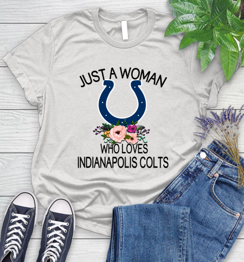 NFL Just A Woman Who Loves Indianapolis Colts Football Sports Women's T-Shirt