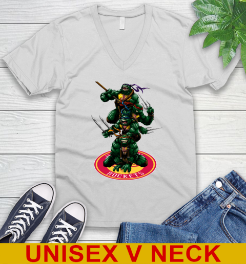 NBA Basketball Houston Rockets Teenage Mutant Ninja Turtles Shirt V-Neck T-Shirt