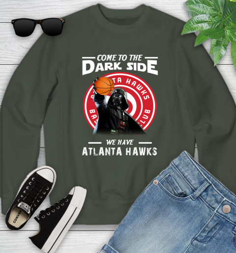 NBA Come To The Dark Side We Have Atlanta Hawks Star Wars Darth Vader Basketball Youth Sweatshirt 9