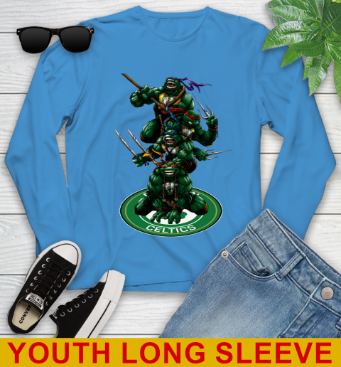 NBA Basketball Boston Celtics Teenage Mutant Ninja Turtles Shirt Youth Long Sleeve 8