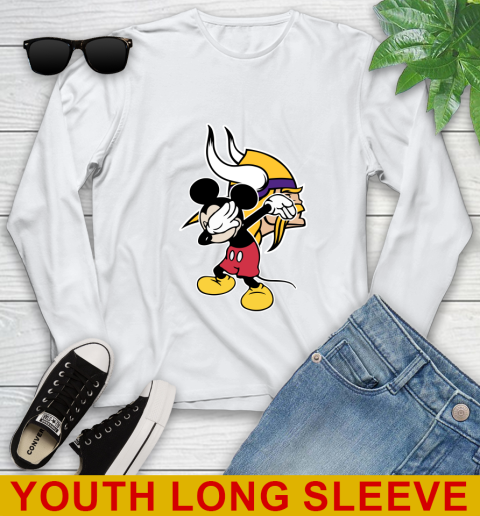 Minnesota Vikings NFL Football Dabbing Mickey Disney Sports Youth Long Sleeve