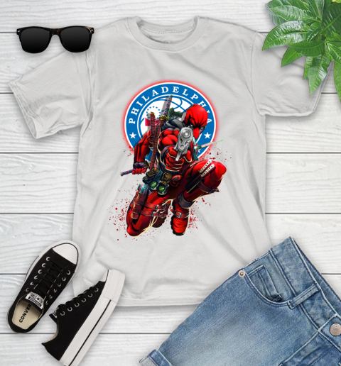 NBA Deadpool Marvel Comics Sports Basketball Philadelphia 76ers Youth T-Shirt