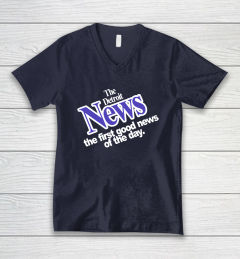 DETROIT NEWS THE FIRST GOOD NEWS OF THE DAY V-Neck T-Shirt 2