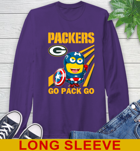 NFL Football Green Bay Packers Captain America Marvel Avengers Minion Shirt Long Sleeve T-Shirt 5