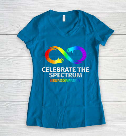 Neurodiversity Celebrate Spectrum Infinity Autism Awareness Women's V-Neck T-Shirt 5