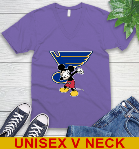 St.Louis Blues NHL Hockey Dabbing Mickey Disney Sports V-Neck T-Shirt 9