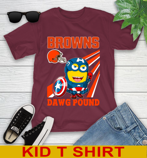 NFL Football Cleveland Browns Captain America Marvel Avengers Minion Shirt Youth T-Shirt 5