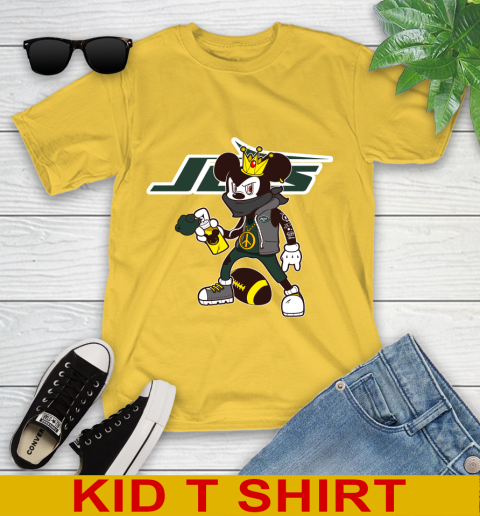 New York Jets NFL Football Mickey Peace Sign Sports Youth T-Shirt 8