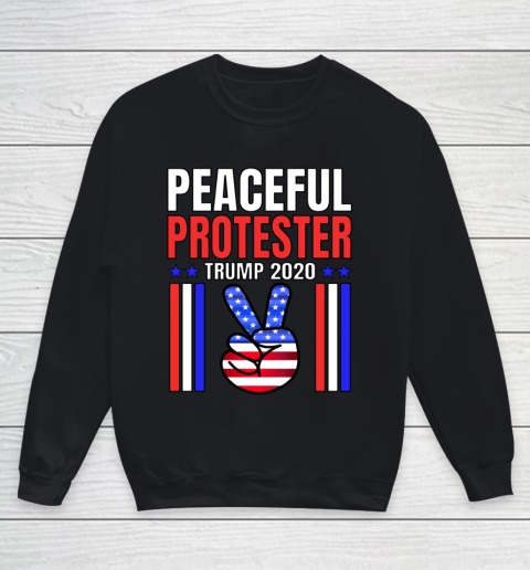 PEACEFUL PROTESTER TRUMP 2020 Rally Peace Sign Patriotic Youth Sweatshirt