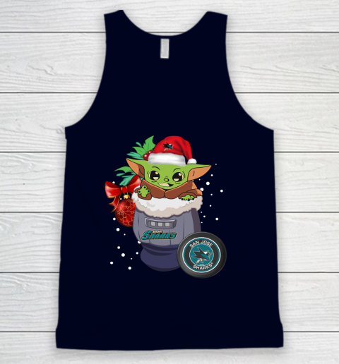 San Jose Sharks Christmas Baby Yoda Star Wars Funny Happy NHL Tank Top 3