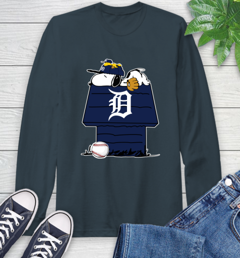 MLB Detroit Tigers Snoopy Woodstock The Peanuts Movie Baseball T Shirt Long Sleeve T-Shirt 8