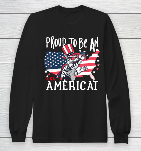 Independence Day 4th Of July USA  American Flag Day Cat Long Sleeve T-Shirt