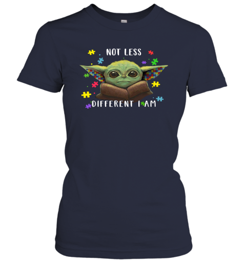crdj not less different i am baby yoda autism awareness shirts ladies t shirt 20 front navy