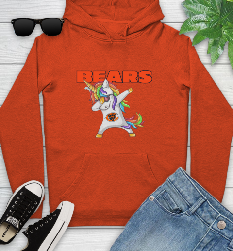 Chicago Bears NFL Football Funny Unicorn Dabbing Sports Youth Hoodie 5