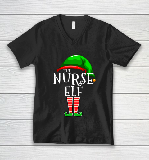 The Nurse Elf Family Matching Group Christmas Gift Funny V-Neck T-Shirt