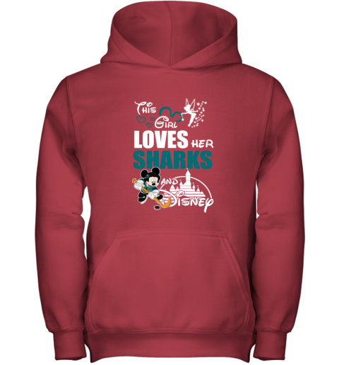 Girl Love Her SAN JOSE SHARKS And Mickey Disney lvxn girl love her san jose sharks and mickey disney youth hoodie 43 front red