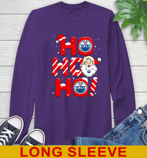 Edmonton Oilers NHL Hockey Ho Ho Ho Santa Claus Merry Christmas Shirt Long Sleeve T-Shirt 5
