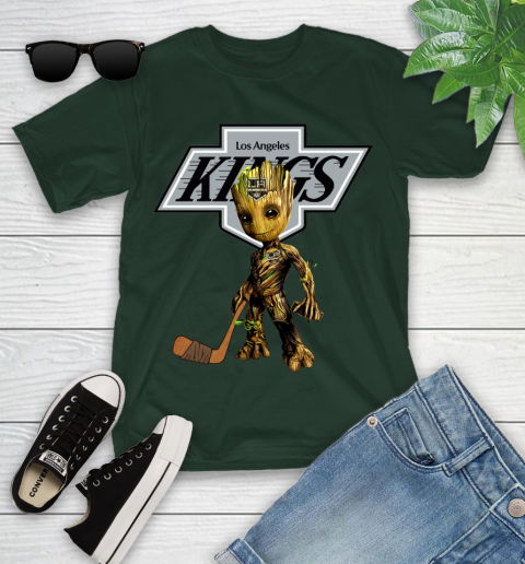 Los Angeles Kings NHL Hockey Groot Marvel Guardians Of The Galaxy Youth T-Shirt 5