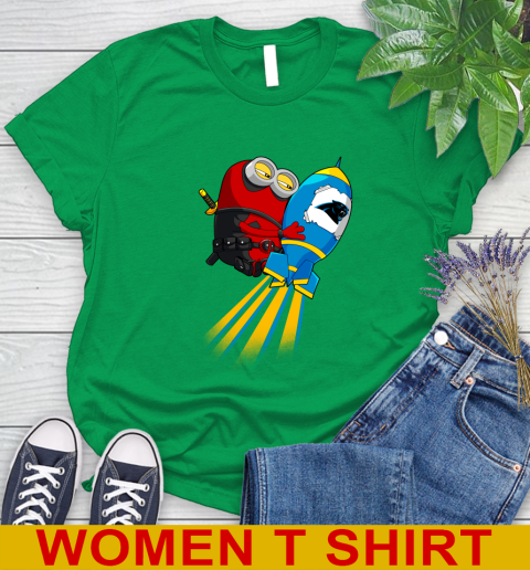 NFL Football Carolina Panthers Deadpool Minion Marvel Shirt Women's T-Shirt 7