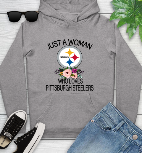 NFL Just A Woman Who Loves Pittsburgh Steelers Football Sports Youth Hoodie 4