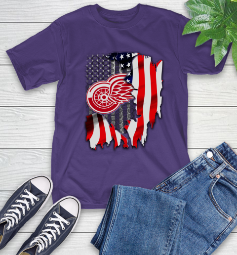 Detroit Red Wings NHL Hockey American Flag T-Shirt 5