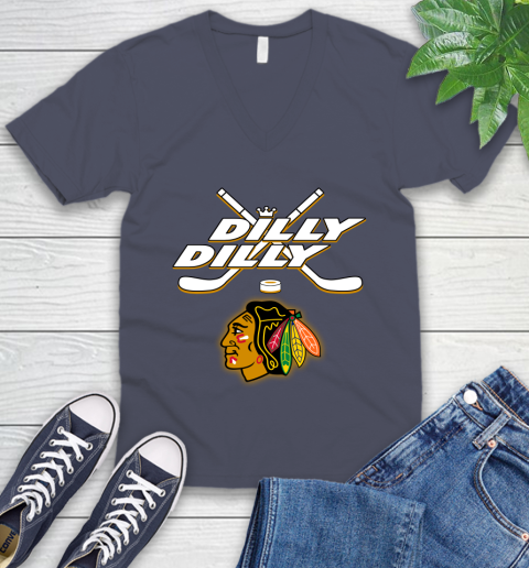 NHL Chicago Blackhawks Dilly Dilly Hockey Sports V-Neck T-Shirt 9