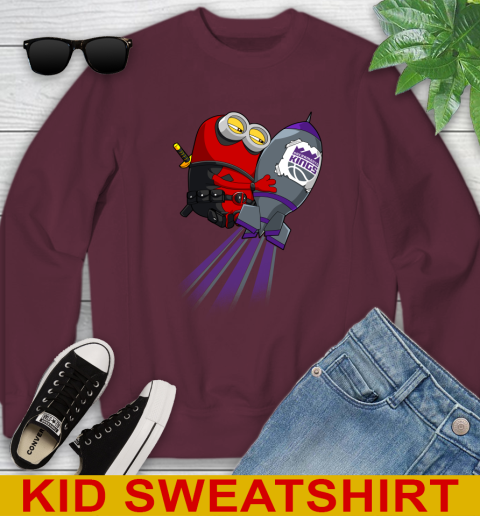 NBA Basketball Sacramento Kings Deadpool Minion Marvel Shirt Youth Sweatshirt 4