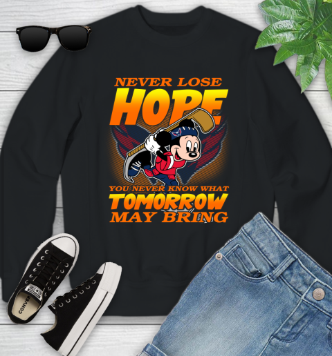Washington Capitals NHL Hockey ootball Mickey Disney Never Lose Hope Youth Sweatshirt
