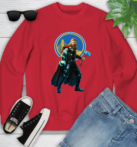 NBA Thor Avengers Endgame Basketball Golden State Warriors Youth Sweatshirt 9