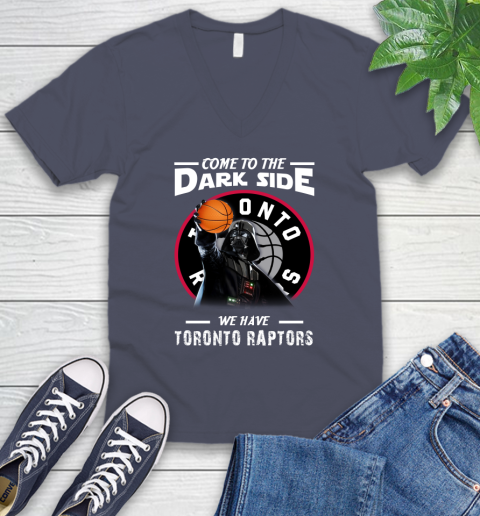 NBA Come To The Dark Side We Have Toronto Raptors Star Wars Darth Vader Basketball V-Neck T-Shirt 7