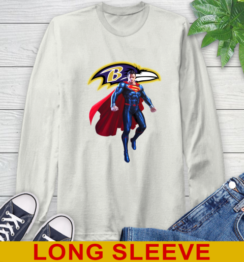 NFL Superman DC Sports Football Baltimore Ravens Long Sleeve T-Shirt 12