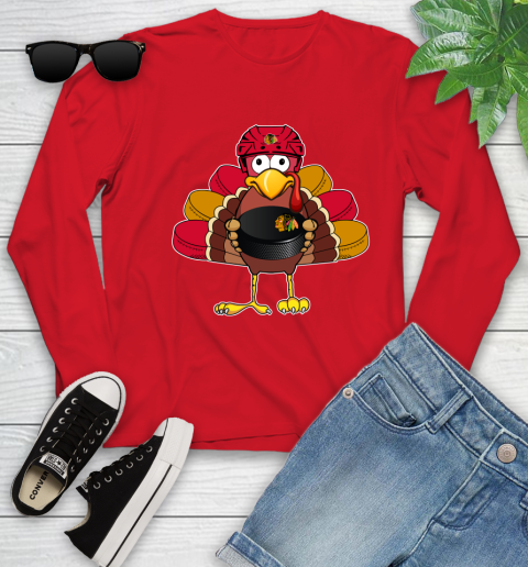 Chicago Blackhawks Turkey Thanksgiving Day Youth Long Sleeve 11