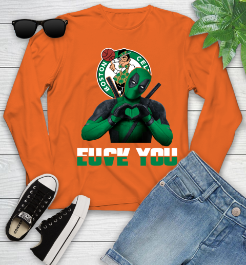 NBA Boston Celtics Deadpool Love You Fuck You Basketball Sports Youth Long Sleeve 3
