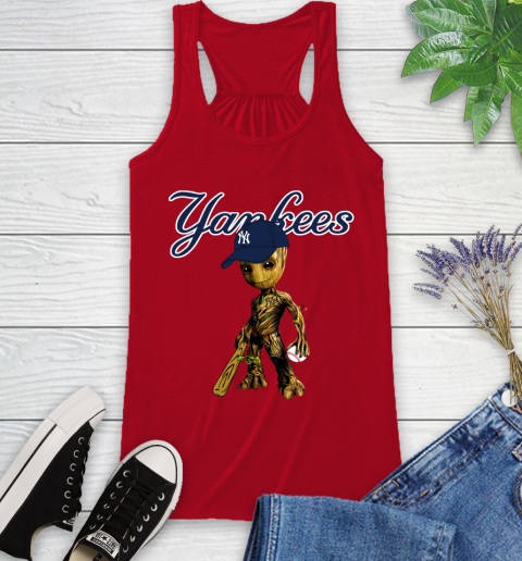 MLB New York Yankees Groot Guardians Of The Galaxy Baseball Racerback Tank 6