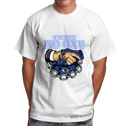 Royal Matching Sneaker Tshirt Trust No One Eye Blue and Black Jordan Tshirt