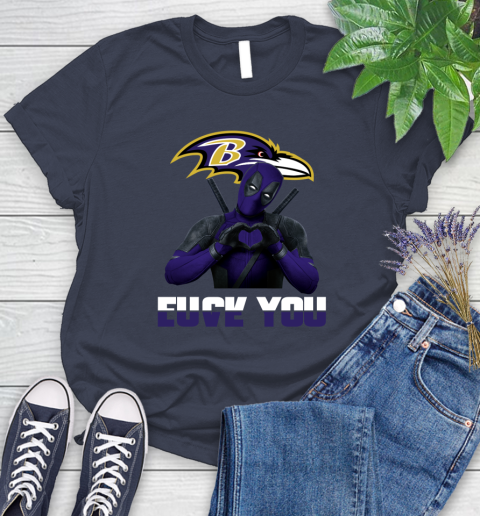 NHL Baltimore Ravens Deadpool Love You Fuck You Football Sports Women's T-Shirt 14