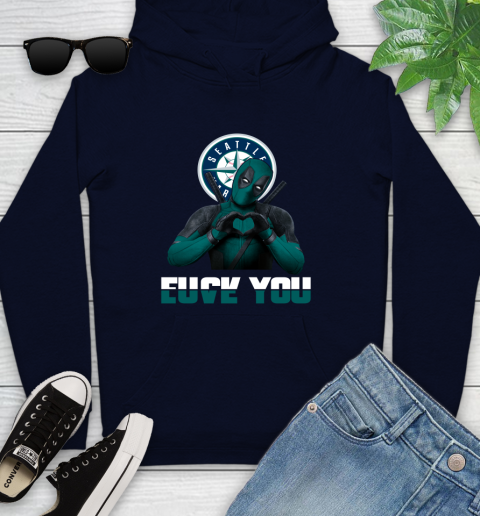 MLB Seattle Mariners Deadpool Love You Fuck You Baseball Sports Youth Hoodie 3