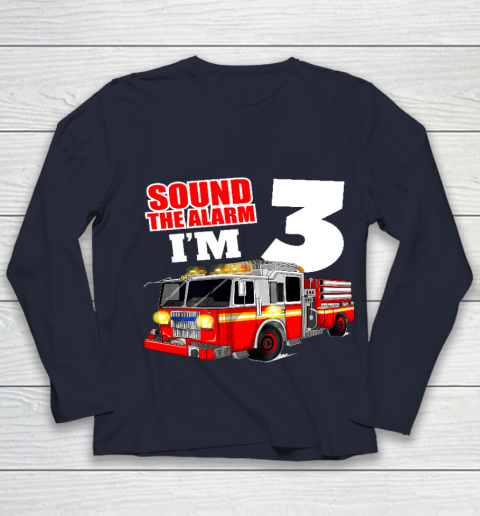 Kids Fire Truck 3rd Birthday T Shirt Boy Firefighter 3 Years Old Youth Long Sleeve 2