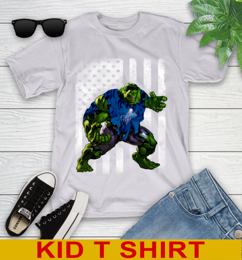Los Angeles Dodgers Hulk Marvel Avengers MLB Baseball American Flag Youth T-Shirt 4