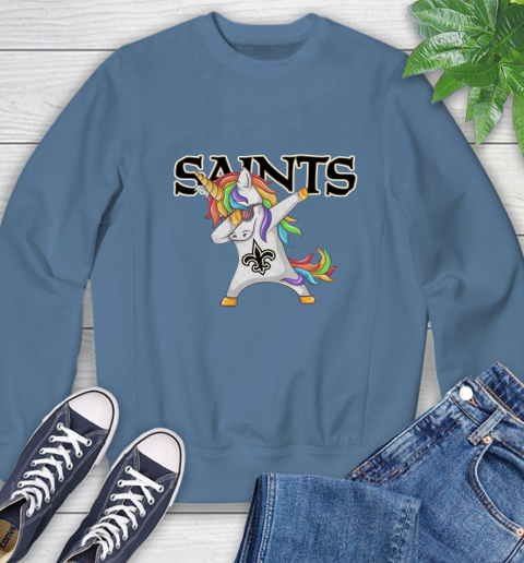 New Orleans Saints NFL Football Funny Unicorn Dabbing Sports Sweatshirt 7