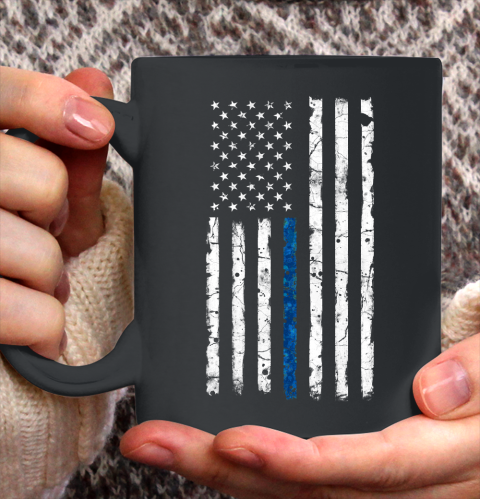 Thin Blue Line America Flag Ceramic Mug 11oz